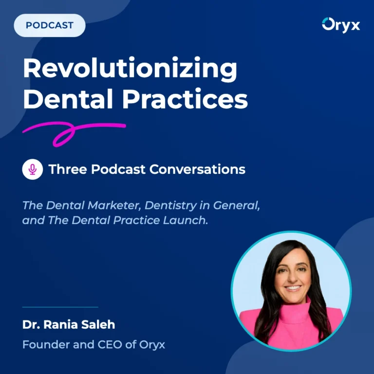 Dr. Rania Saleh featured on three dental podcasts: The Dental Marketer, Dentistry in General, and The Dental Practice Launch