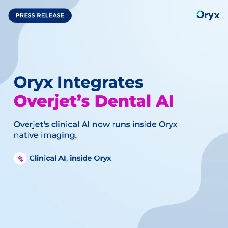 Oryx Dental Software integrates Overjet's clinical dental AI into its imaging