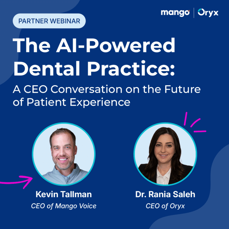 Webinar graphic for The AI-Powered Dental Practice: A CEO Conversation on the Future of Patient Experience