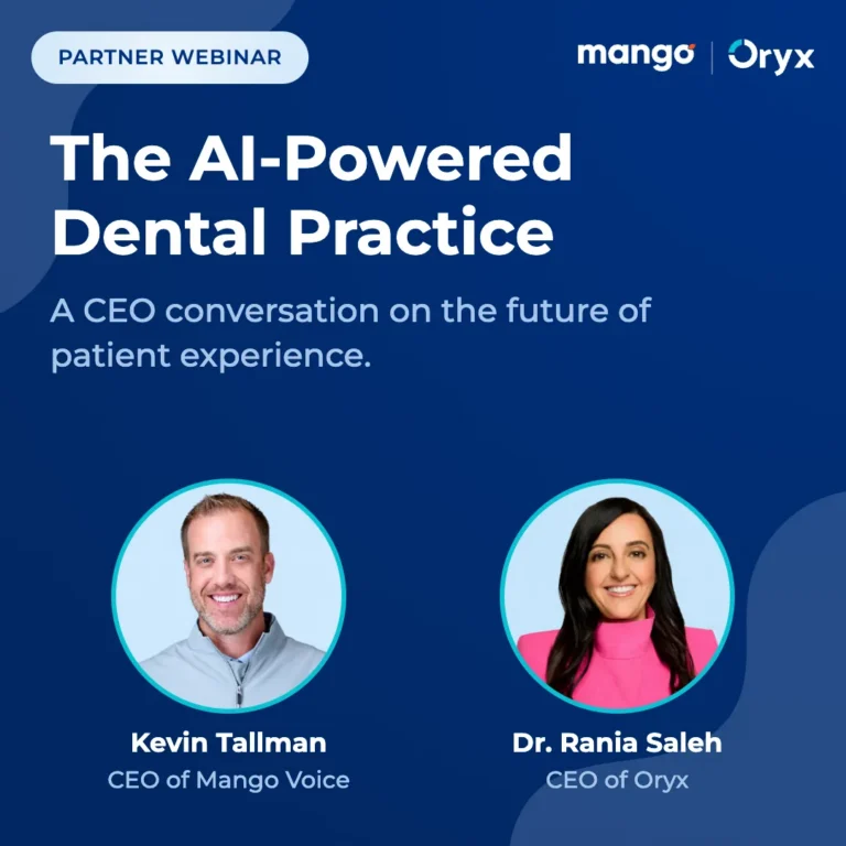 Webinar graphic for The AI-Powered Dental Practice: A CEO Conversation on the Future of Patient Experience