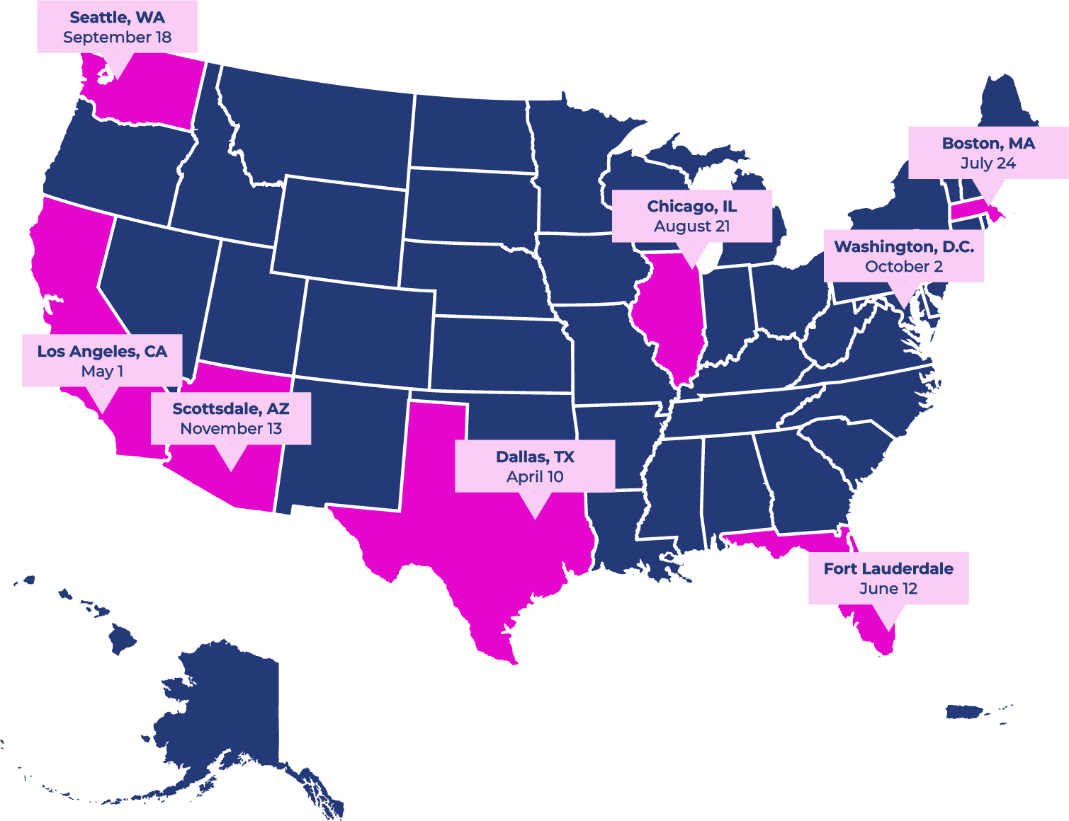 map of roadshow cities