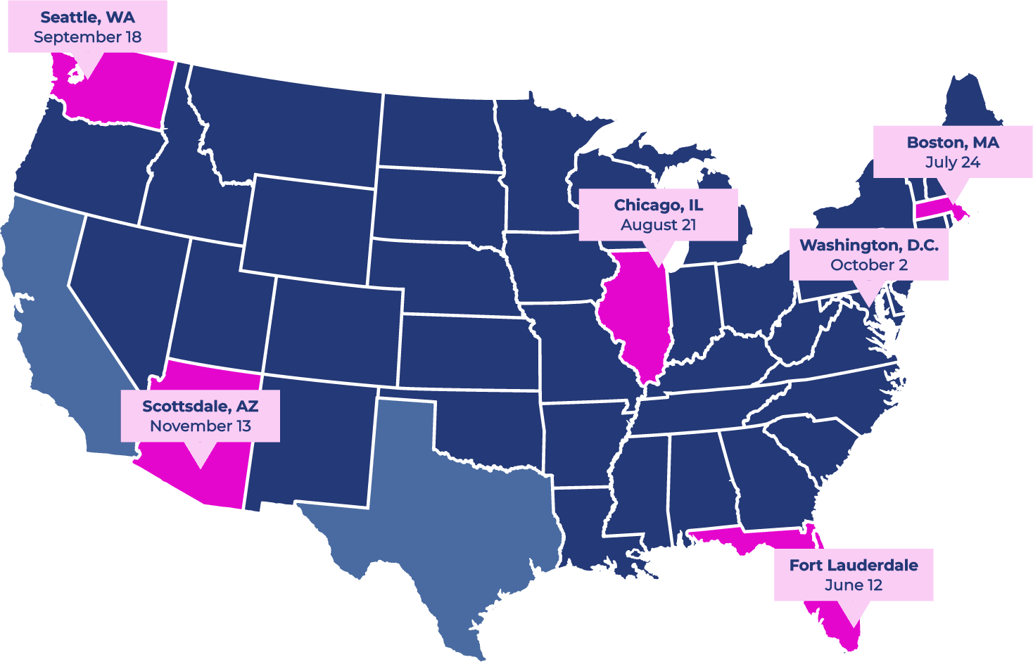 Map of Roadshow cities