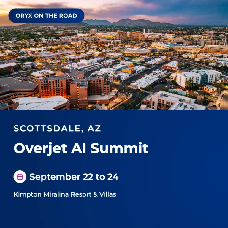 Overjet AI Summit 2026 in Scottsdale, Arizona, September 22 to 24, with the Scottsdale skyline and Camelback Mountain at sunset